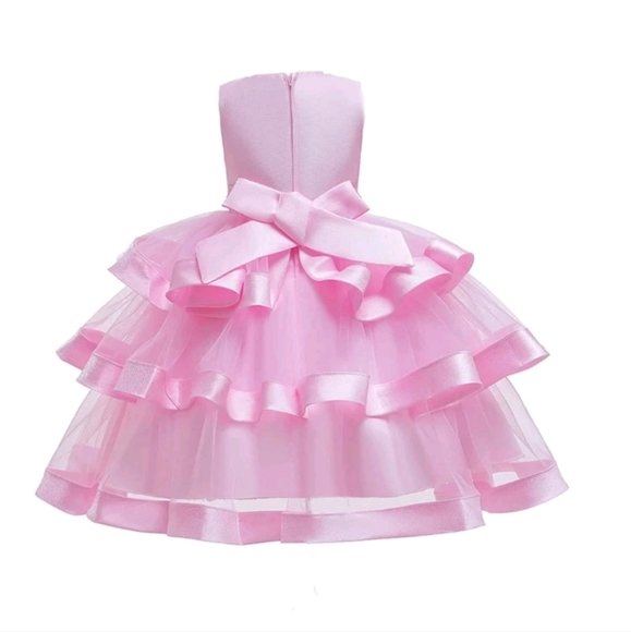 Girls Embroidery Bow Layered Gown Dress. Size: 150 (8-10y) - Picture 2 of 3